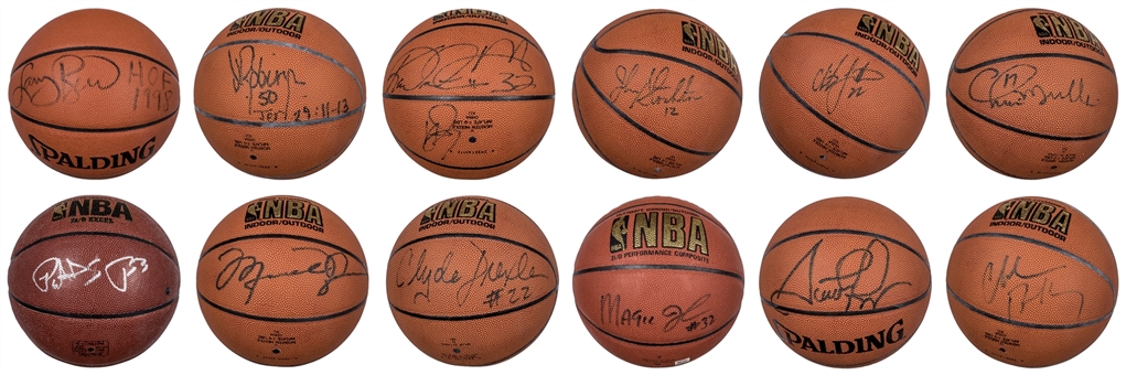 1992 Barcelona Olympics Dream Team Collection Of Single Signed Basketballs Including All 12 Members (Steiner, JSA and PSA/DNA)